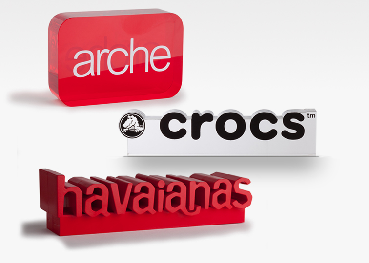 Rotulo marca arche crocs havaianas Disme